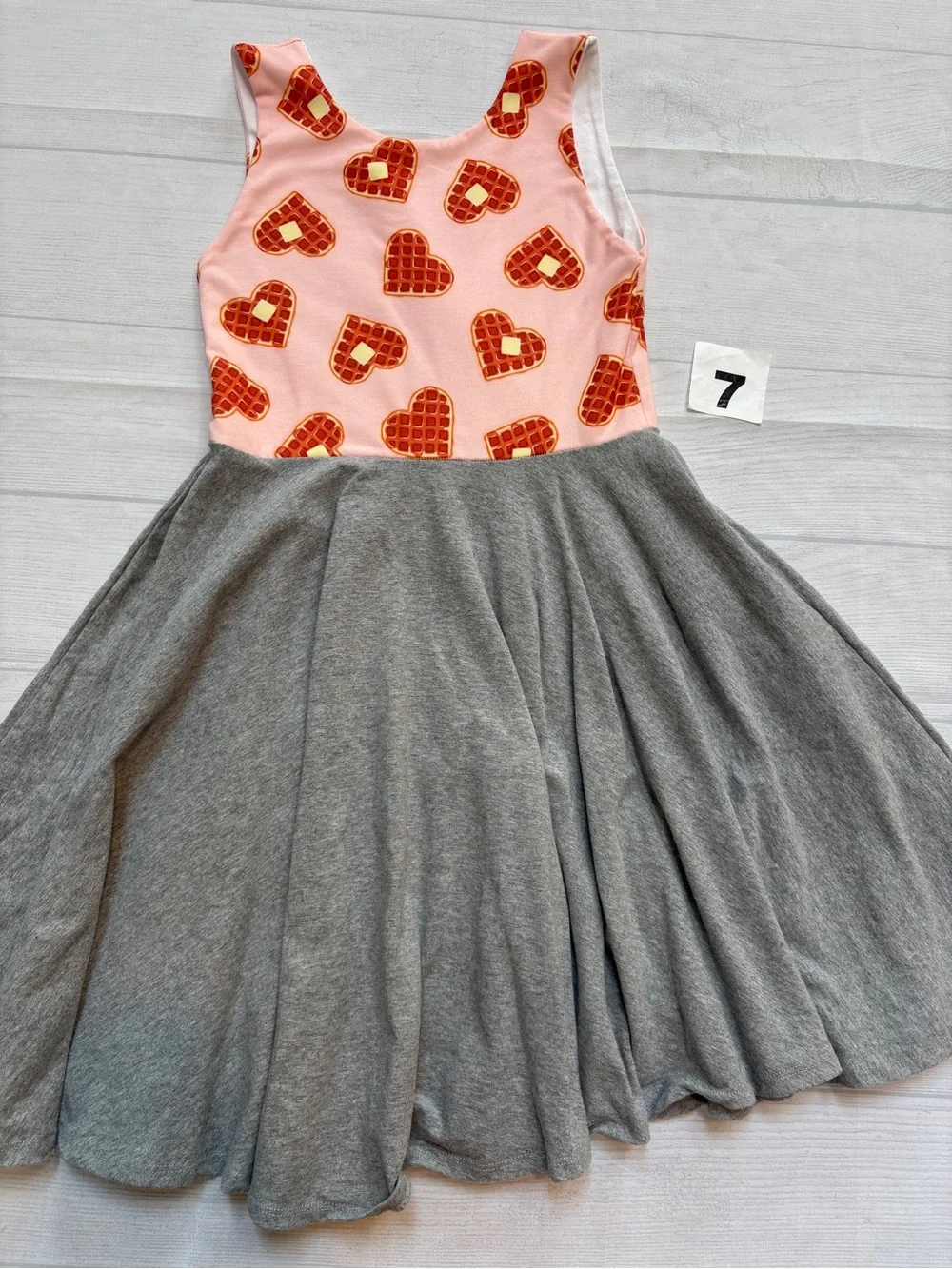 Malia and Kai waffle Hearts Tank Dress with Gray Skirt